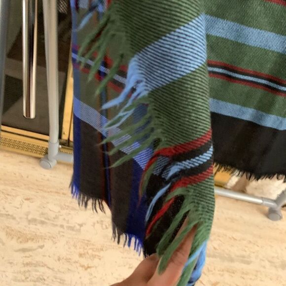 Navy plaid wrap. - Picture 7 of 7